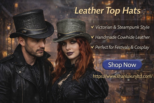 Handmade Cowhide Leather Top Hats – Premium Gothic & Biker Fashion (2026)