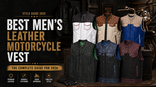Men's leather motorcycle vest collection by Ilhan Luxury — genuine cowhide biker vests for men 2026