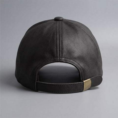 Premium Unisex Crazy Horse Leather Baseball Cap  Adjustable Strapback Dad Hat with Embroidered Logo and Breathable Lining