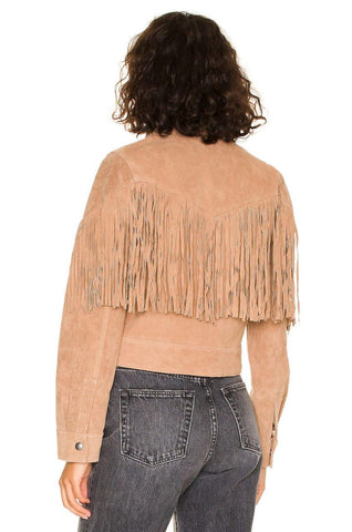Ilhan Luxury Suede Fringe Jacket Western Cowgirl Style Vintage Retro Coat