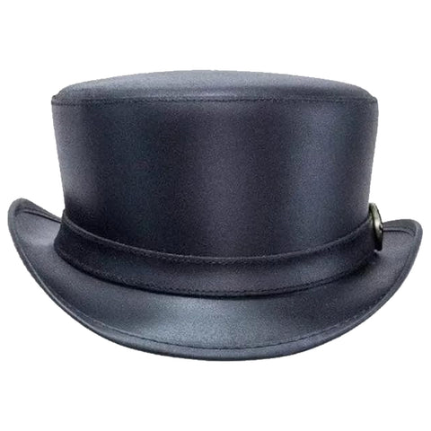 Leather Hat Handmade Leather Top Hat Steampunk Gothic Leather Hat Gifts For Men Women Shapeable Brim