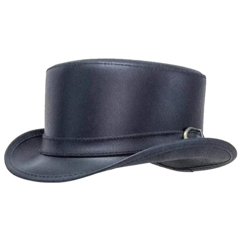Leather Hat Handmade Leather Top Hat Steampunk Gothic Leather Hat Gifts For Men Women Shapeable Brim