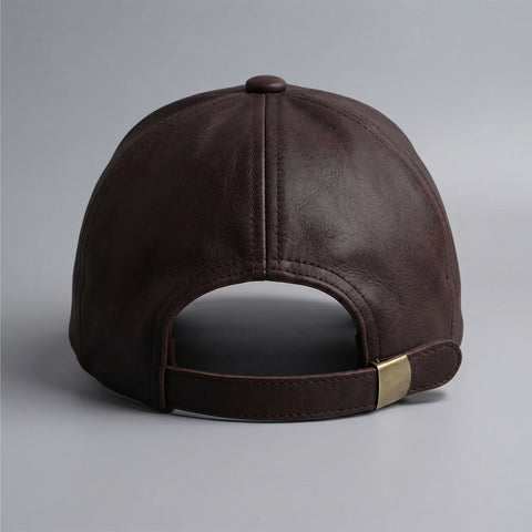 Premium Unisex Crazy Horse Leather Baseball Cap  Adjustable Strapback Dad Hat with Embroidered Logo and Breathable Lining