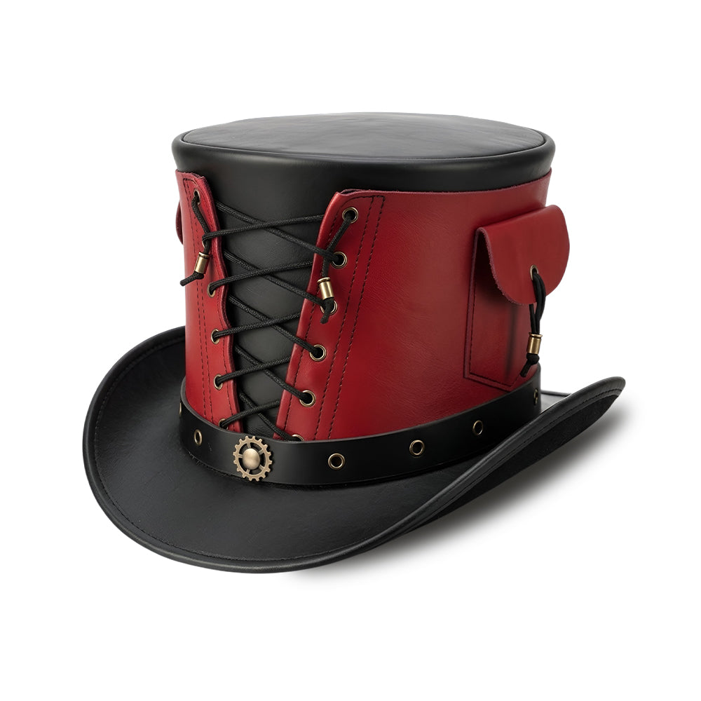 Handmade Leather Steampunk Top Hat | Gothic Corset Style Cosplay Accessory