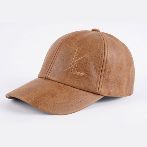 Premium Unisex Crazy Horse Leather Baseball Cap  Adjustable Strapback Dad Hat with Embroidered Logo and Breathable Lining