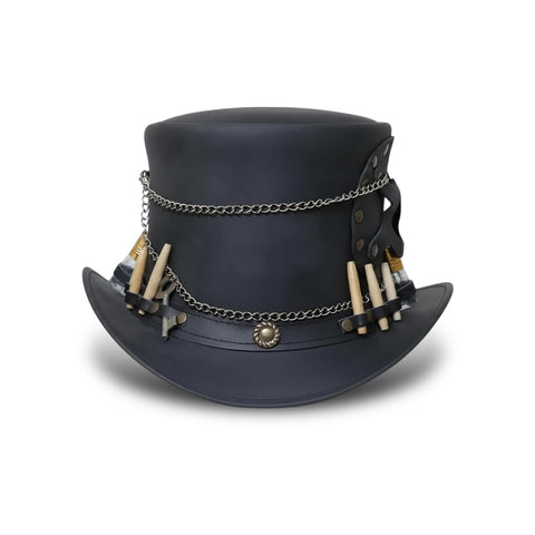 Handmade Time Traveller Top Hat Steampunk Gothic Biker Cowhide Chain Key Holster Unisex