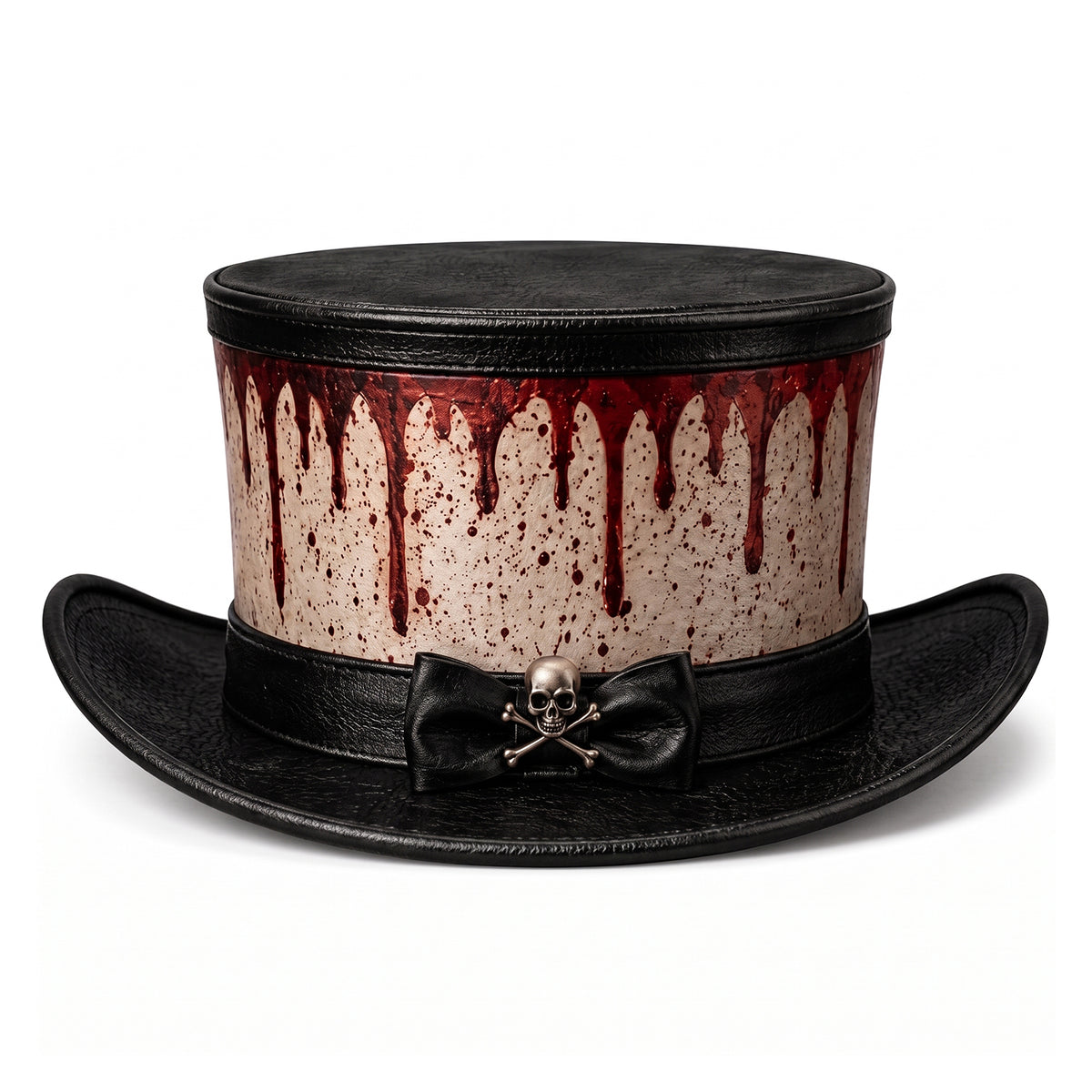Bloody Dripping Leather Top Hat - Halloween Gothic Steampunk Costume Hat