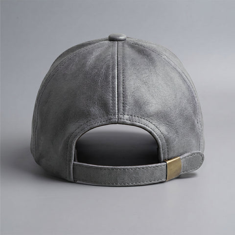 Premium Unisex Crazy Horse Leather Baseball Cap  Adjustable Strapback Dad Hat with Embroidered Logo and Breathable Lining