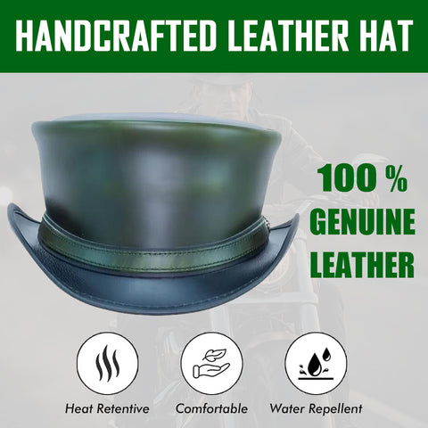 Leather Hat Handmade Leather Top Hat Steampunk Gothic Leather Hat Gifts For Men Women Shapeable Brim