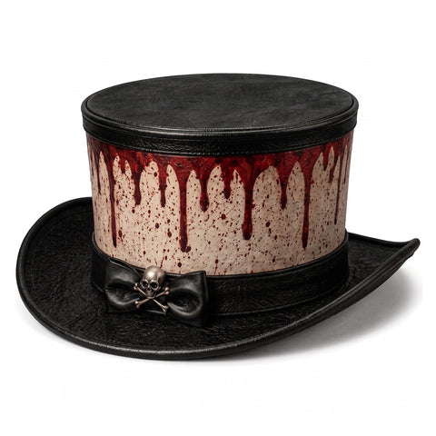Bloody Dripping Leather Top Hat - Halloween Gothic Steampunk Costume Hat