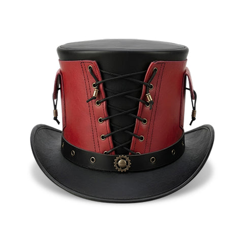 Handmade Leather Steampunk Top Hat | Gothic Corset Style Cosplay Accessory