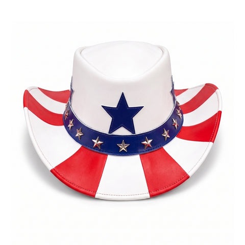 ILHAN LUXURY American Flag Cowboy Hat – Handmade Genuine Leather Western Hat