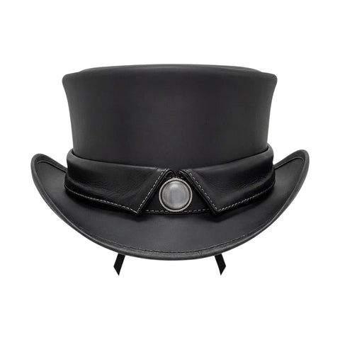 Handcrafted Black Leather Top Hat Cowhide Steampunk Western Costume Festival Cosplay Hat