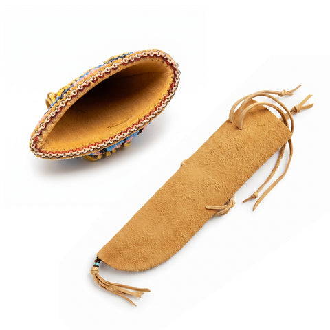 Handcrafted Beaded Suede Leather Knife Sheath - Native American-Inspired Artistry Meets Everyday Function