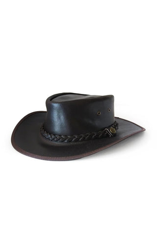 ILHAN LUXURY Dark Brown Leather Cowboy Hat – Wide Brim Western Fedora, Festival, Rodeo, Country Style Headwear