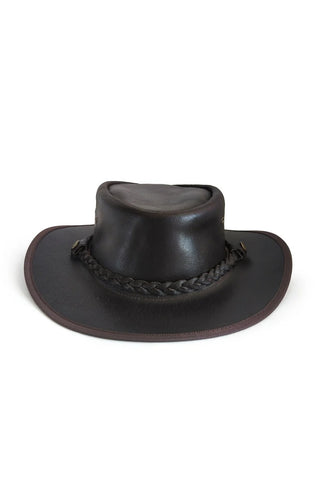 ILHAN LUXURY Dark Brown Leather Cowboy Hat – Wide Brim Western Fedora, Festival, Rodeo, Country Style Headwear