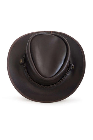 ILHAN LUXURY Dark Brown Leather Cowboy Hat – Wide Brim Western Fedora, Festival, Rodeo, Country Style Headwear
