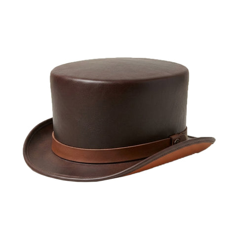 Leather Hat Handmade Leather Top Hat Steampunk Gothic Leather Hat Gifts For Men Women Shapeable Brim