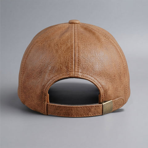 Premium Unisex Crazy Horse Leather Baseball Cap  Adjustable Strapback Dad Hat with Embroidered Logo and Breathable Lining