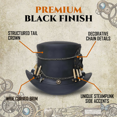Handmade Time Traveller Top Hat Steampunk Gothic Biker Cowhide Chain Key Holster Unisex