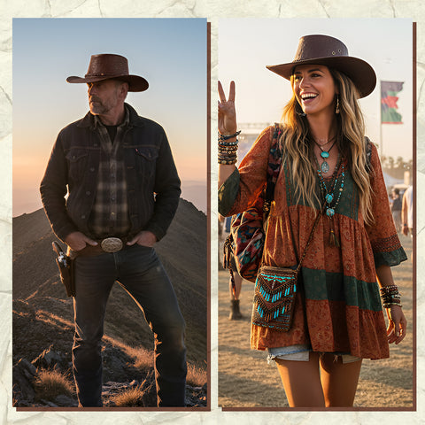 Brown Ostrich Embossed Leather Cowboy Hat Western Outback Wide Brim Braided Band Rodeo Ranch Hat