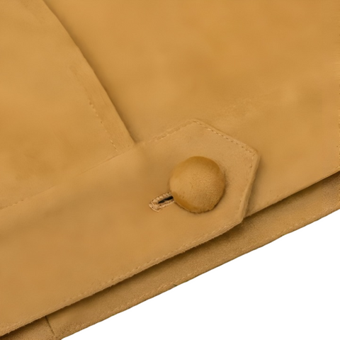 Women’s Tan Suede Fringe Jacket – Western Style Leather Coat with Button Closure & Long Fringe Detail, Vintage Cowgirl Outerwear