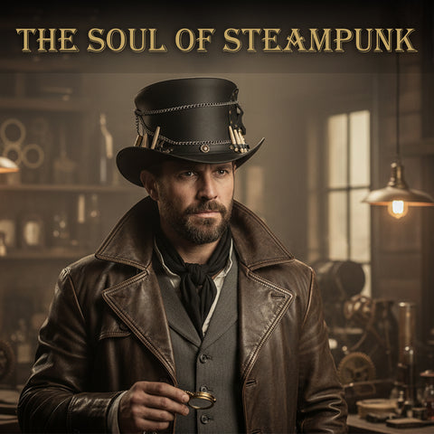 Handmade Time Traveller Top Hat Steampunk Gothic Biker Cowhide Chain Key Holster Unisex