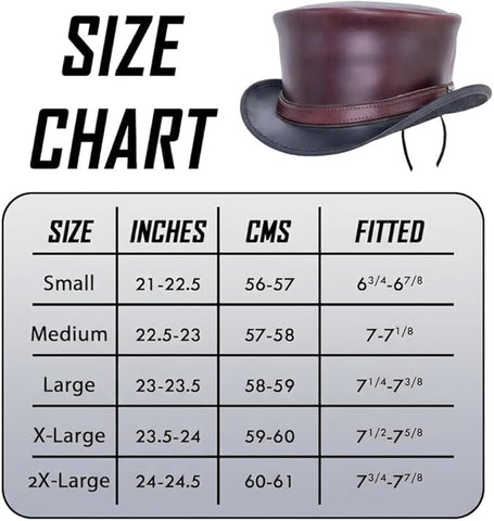 Maroon Black Leather Top Hat Steampunk Gothic Biker Handmade Cowhide Festival Cosplay Hat