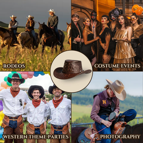 Premium Crocodile Embossed Leather Cowboy Hat - Unisex Retro Western Style