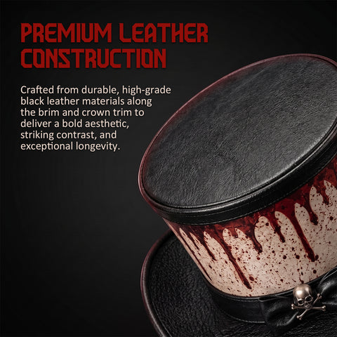 Bloody Dripping Leather Top Hat - Halloween Gothic Steampunk Costume Hat