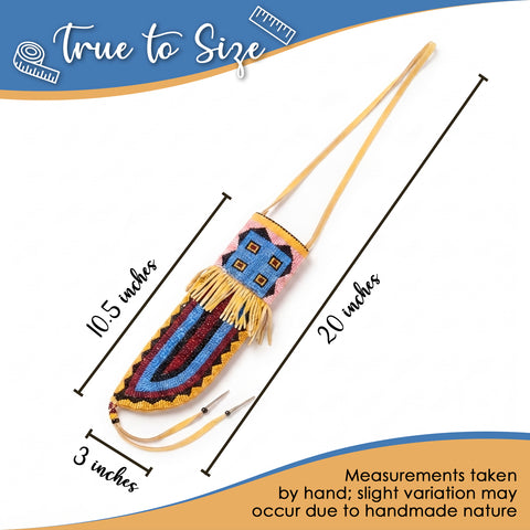Handcrafted Beaded Suede Leather Knife Sheath - Native American-Inspired Artistry Meets Everyday Function