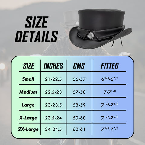 Handcrafted Black Leather Top Hat Cowhide Steampunk Western Costume Festival Cosplay Hat