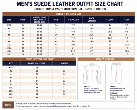 Men’s Suede Frontier Outfit  Two Piece Western Fringe Shirt and Pants Set with Beaded Style Geometric Panels