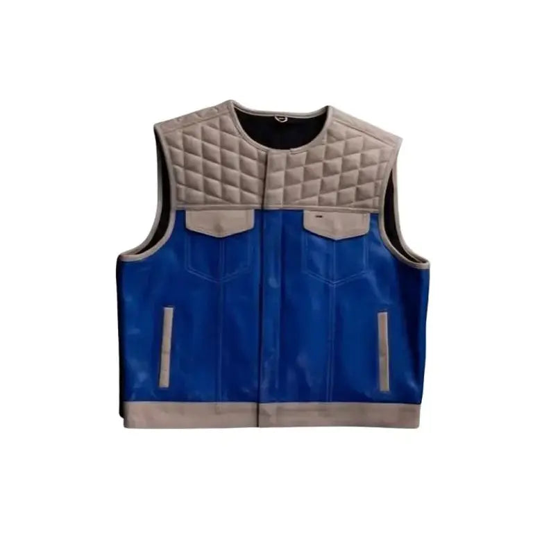 Men's Diamond Quilted Leather Motorcycle Vest – Club Style Biker Gear