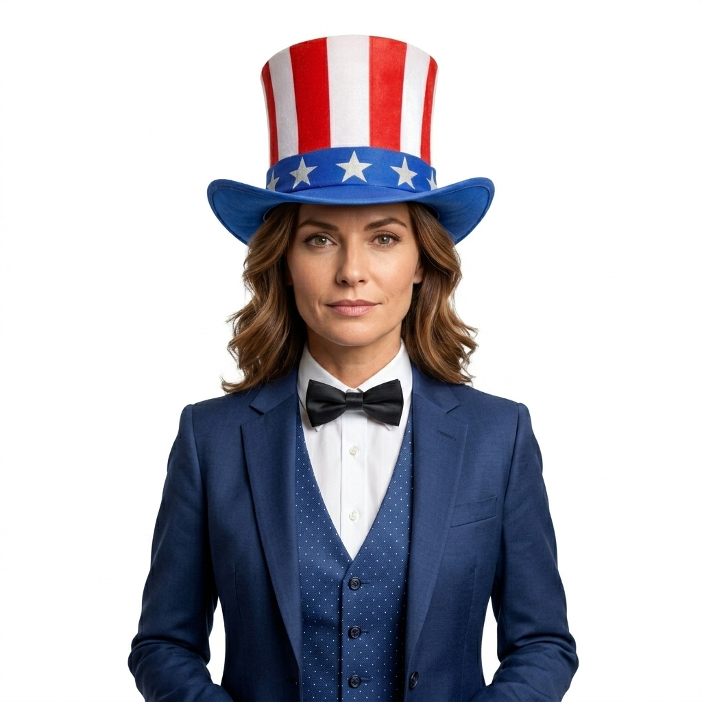 Genuine Leather American Flag Top Hat - Patriotic Stars and Stripes Unisex Costume Hat