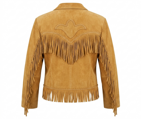 Premium Women’s Suede Western Jacket  Fringe Leather Coat with Bone Toggles and Whipstitch Detail  Classic Ranchwear