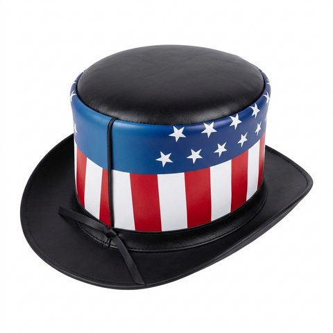 ILHAN LUXURY Genuine Leather American Flag Top Hat – Patriotic USA Eagle Festival Hat