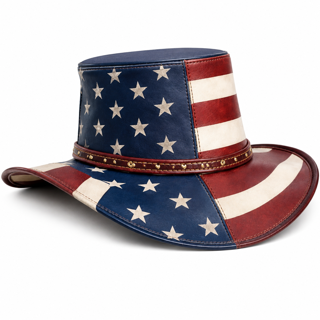 ILHAN LUXURY American Flag Leather Cowboy Hat | Western Outback Hat