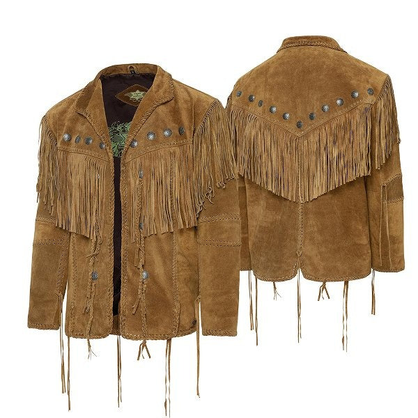 ILHAN LUXURY Men's Suede Fringe Jacket | Western Cowboy Coat