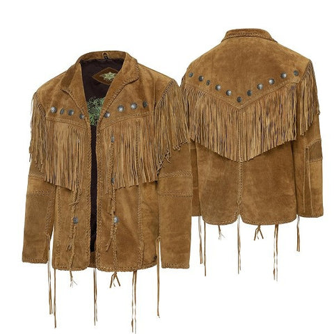 ILHAN LUXURY Men's Suede Fringe Jacket | Western Cowboy Coat