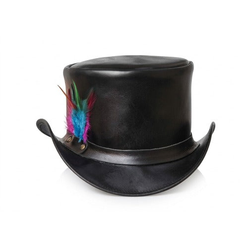 Leather Feather Top Hat – Steampunk Gothic Biker Style