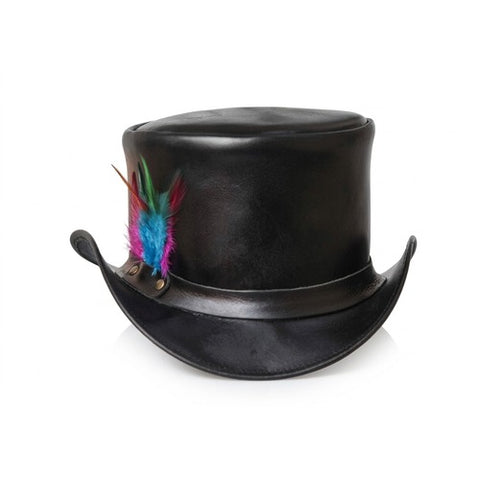 Leather Feather Top Hat – Steampunk Gothic Biker Style