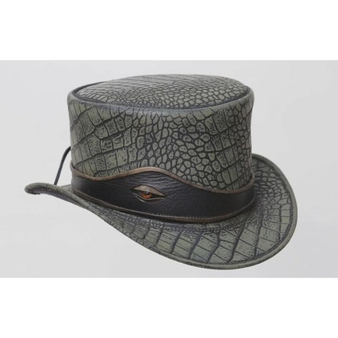 Leather Top Hat Victorian Steampunk Gothic Biker Handmade Cowhide Festival Cosplay Hat