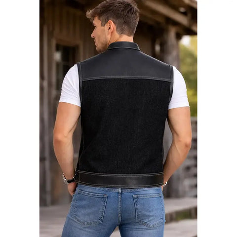 Men Leather Motorcycle Club Vest | Builder Style Biker