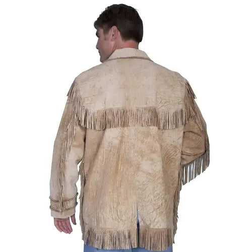 Men’s Fringed Leather Western Jacket – Classic Old West Style