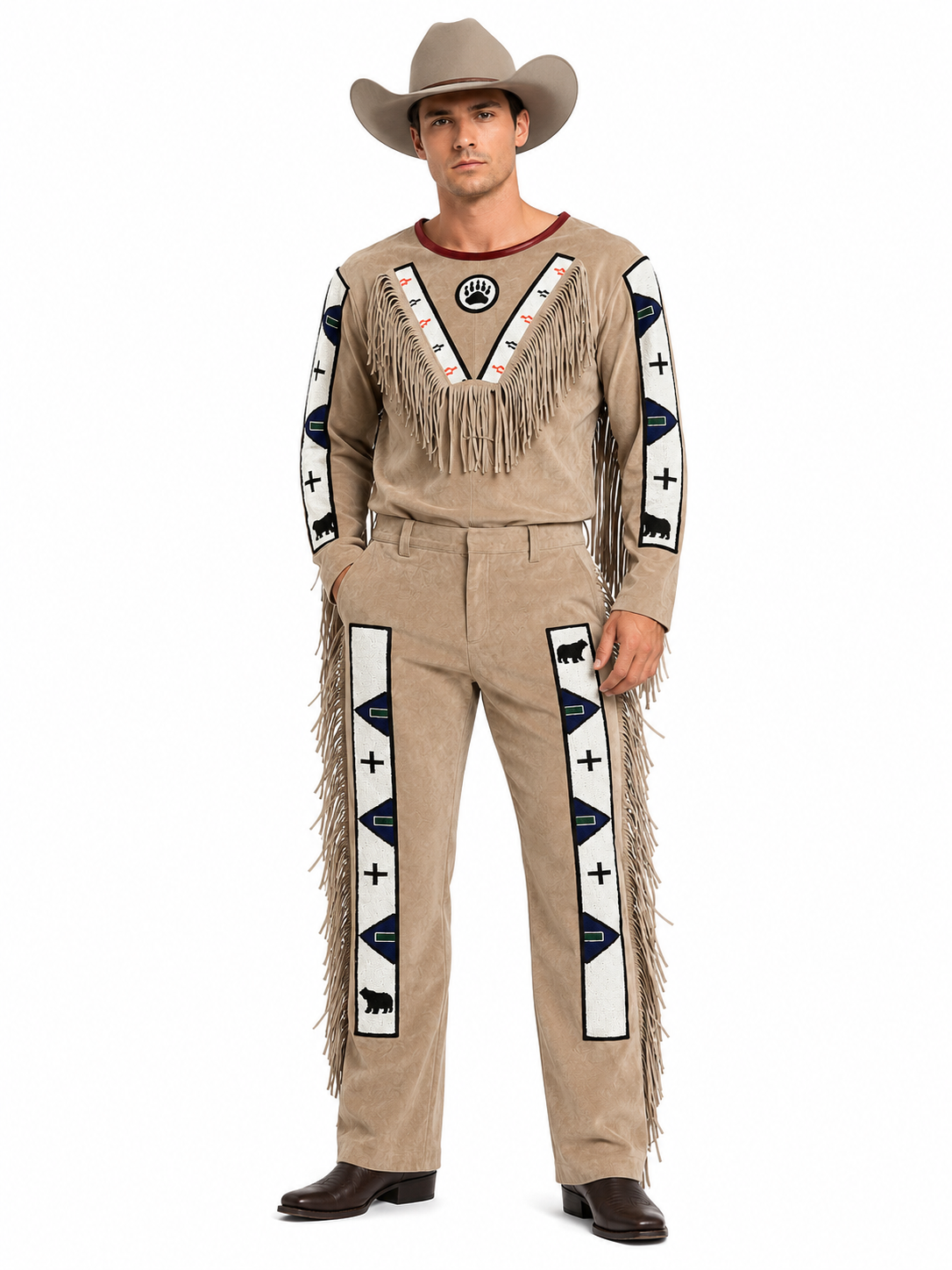 Men's Suede Frontier Outfit | Two Piece Western Fringe Set