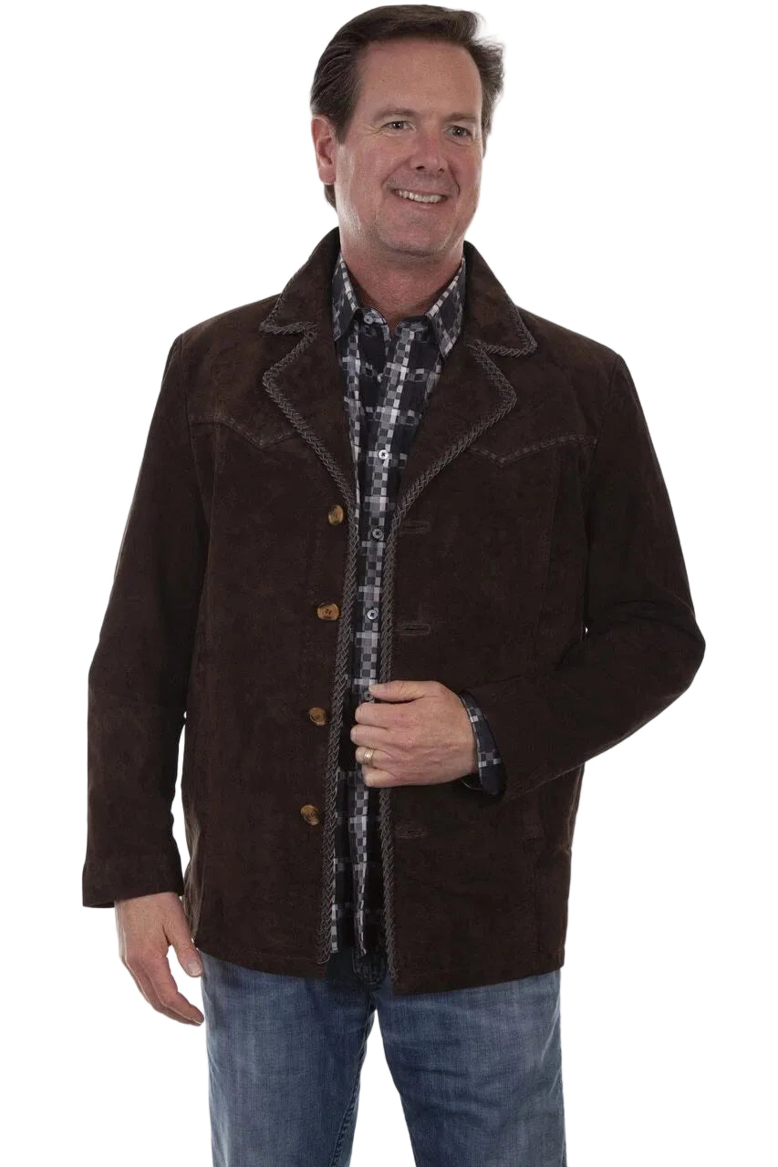 Men’s Suede Leather Coat – Pick Stitch Western Classic