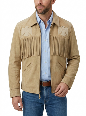 Men's Suede Western Jacket | Thunderbird Fringe Bomber