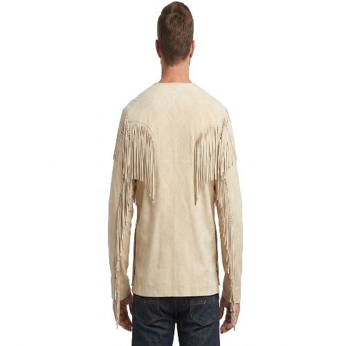 Mens Suede Fringe War Shirt | Western Mountain Man Cowboy Style