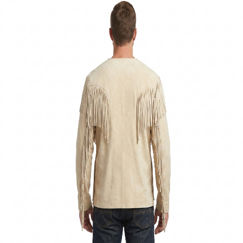 Mens Suede Fringe War Shirt | Western Mountain Man Cowboy Style